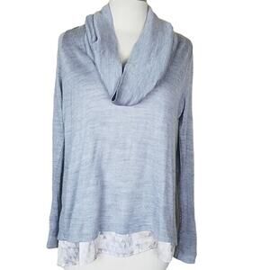 White House Black Market Sweater Women S Gray Cowl Wool Blend Lightweight Casual